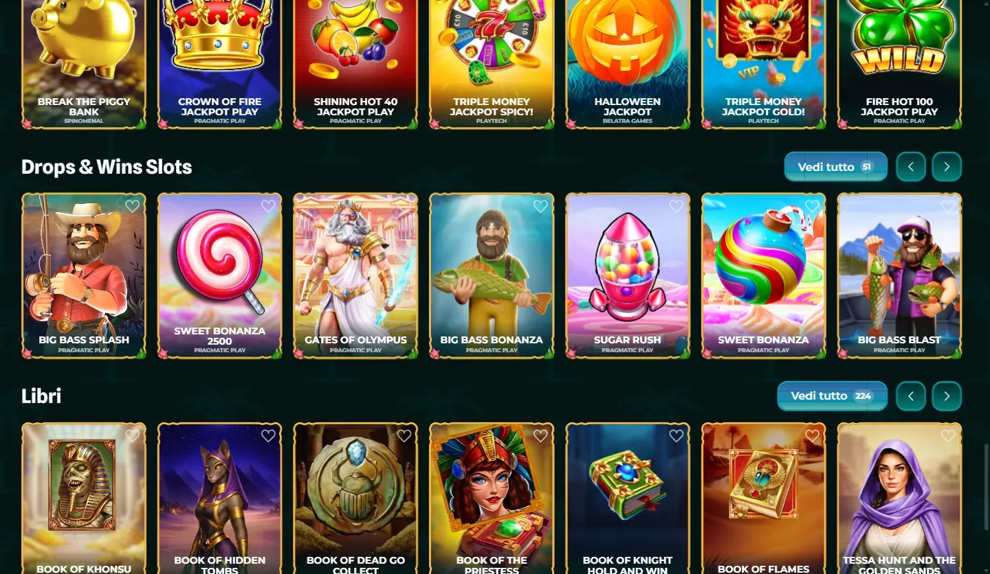 Lobby e giochi Slotrize
